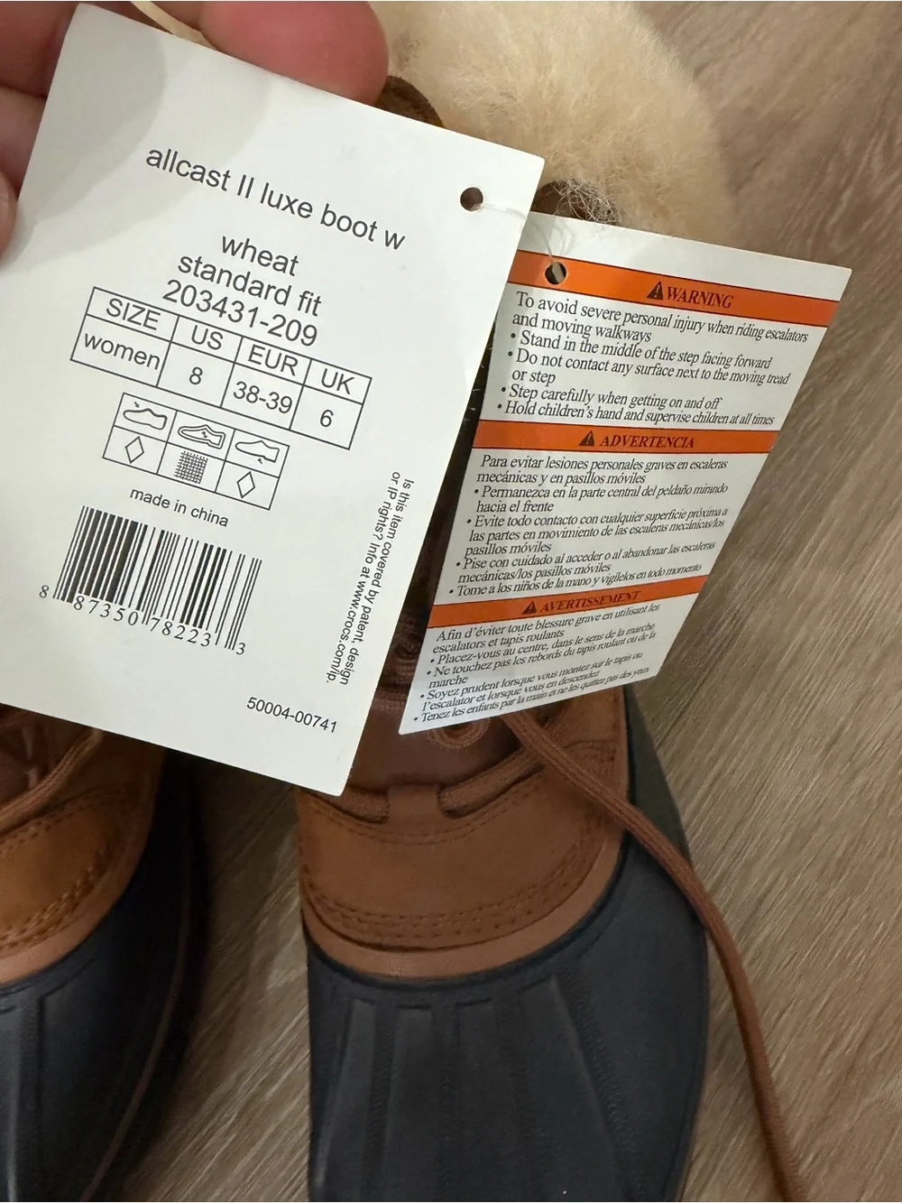 CROCS Brown & Blue Waterproof Winter Boots with Plush Lining